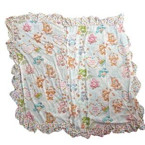 VTG Care Bear Curtains Set of 4 Curtains and 2 Ties 43" x 61" Ruffles Multicolor